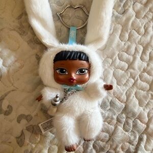 White Bunny boo bratzies Plush Keychain Doll